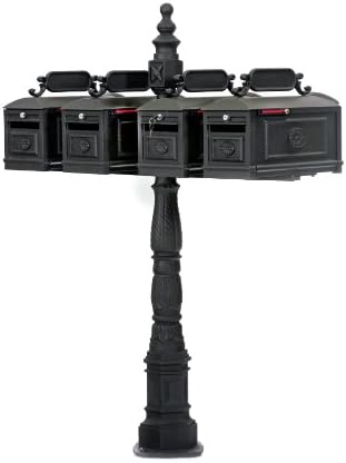 Locking Victorian Barcelona Decorative Cast Aluminum QUADRUPLE Better Box Mailbox Black