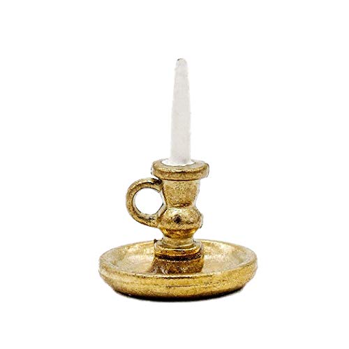 Odoria 1:12 Miniature Vintage Golden Candle Holder Dollhouse Decoration Accessories