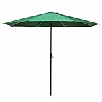 Le Papillon 9 ft Luxurious Outdoor Patio Umbrella Aluminum Table Market Umbrella 250/gsm Crank Lift Push Button Tilt, Dark Green
