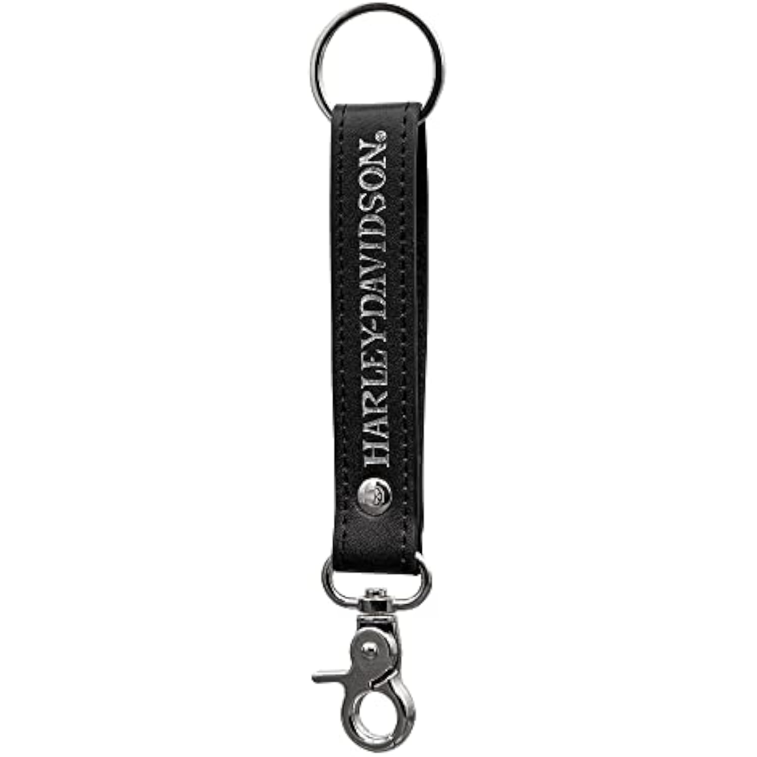 Harley-Davidson Black Vinyl Strap Key Chain with Silver Text