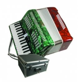 Mirage T5005TC Accordion with 34 Piano Keys in Marbleized Tri-Color Mexican Flag-Style Finish