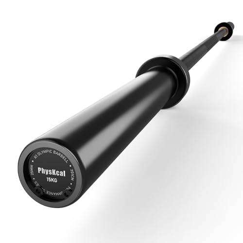 PhysKcal 15 kg Olympia Langhantelstange, Ø50 mm Frauen Langhantel, Schwarz