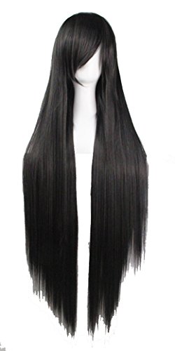 KUPARK 100cm Long Straight Cosplay Halloween Costume Anime Party Wigs