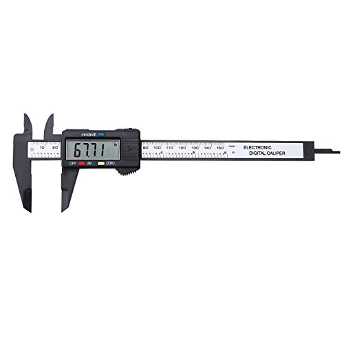OCGIG Digital Caliper Carbon Fiber Vernier Caliper 0-6 Inches 150mm with Large Clear LCD Screen Inch/Millimeter Conversion