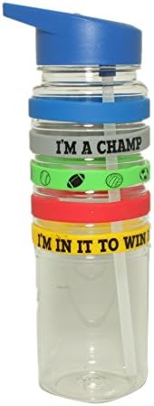 Silver One 25 oz Tritan Removable Bands Sports Travel Water Bottle w Flip Straw Cap | Sipping Spout, Leak/Spill-Proof, Portable, BPA FREE - By EcoOne