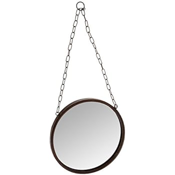 Creative Co-op Rust Round Metal Framed Mirror with Chain, Medium