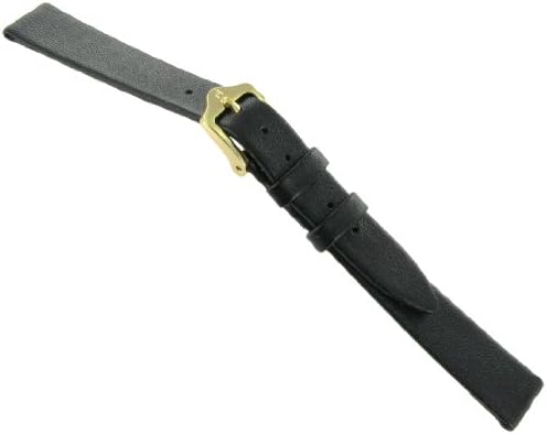 Hirsch12mm Hirsch Italocalf Black Genuine Calfskin Leather Flat Watch Band Regular