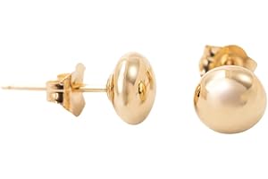 14k Solid Gold Button Ball Stud Earrings for Women & Men | Hypoallergenic Flat or Full Ball Design with Secure Butterfly Backs | Real 14k Yellow, White & Rose Gold (3mm–8mm) by SILVER SMILE