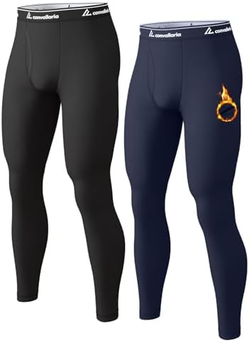1 or 3 Pack Mens Long Johns Thermal Pants, Fleece Lined