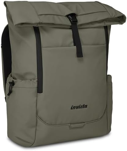 Mochila de Trabajo Invict-Act Fold, Gris, monocompartimento con Bolsillo PC 15,6", Bolsillo para Botella y Fondo Reforzado, Mochila espaciosa 32 L para Oficina y Universidad, para Hombre y