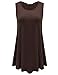 JollieLovin Womens Sleeveless Comfy Plus Size Tunic Tank Top with Flare Hem - Coffee, XL (1X)