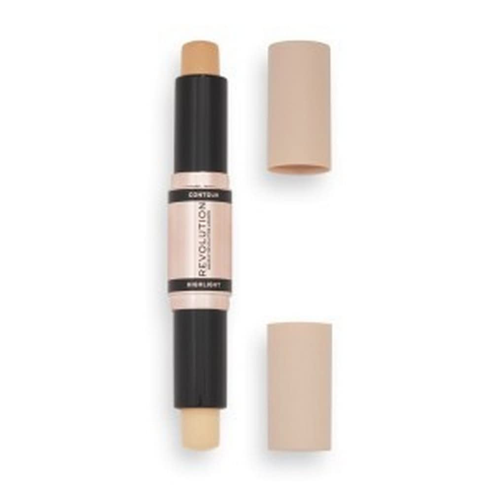 Makeup Revolution Contour Stick Duo Cream Contour & Highlight, Defines Cheekbones & Sculpts the Face, Vegan & Cruelty-Free, Fair, 2.4g