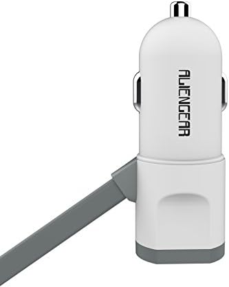 iPhone Car Charger, Aliengear [Apple MFI Certified] Lighting Car Charger for iPhone 6S / 6S Plus, 6, 6 Plus, SE, 5, 5S, iPad Pro, Air 2, Mini 3 ,with Extra USB Port (White)
