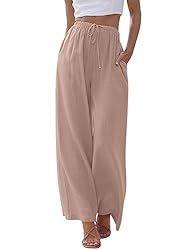 LILLUSORY Linen Wide Leg Pants Womens Palazzo Flowy