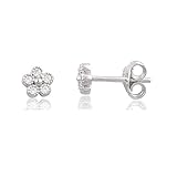 Sterling Silver Cz Tiny Flower Stud Earrings