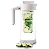 Pitchers: Glass Water Infusion Pitcher | BPA Free Fruit Infuser | Premium Borosilcate Glass | Flavor Hot and Cold Liquids - Iced Tea, Coffee, Water, Juice, Vodka, Tequila - White 44 ounces - Cestari