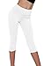 Splendorflying Women's Yoga Capri Legging Non See-Through Fabric Leggings, Sfv074 White, X-Large
