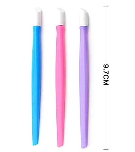 Adecco LLC 10pcs Rubber Nail Cuticle Pusher Tipped Plastic Handle Nail Art Tool Nail Acrylic Cuticle Pusher Cleaner(Random Color) - Thumbnail 3