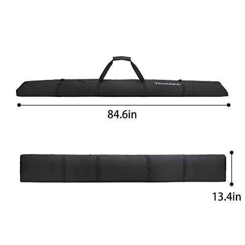 TurnWay Ski/Snowboard Bag | Store & Transport Skis Up to 215 cm, Poles & Extras | Waterproof - for Men, Women and Youth (Black)