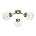Amazon Brand – Rivet Mid-Century Modern Glass Globe Flushmount Lighting Fixture with 3 LED Bulbs - 24.5 x 24.5 x 10 Inches, Black/Brass
