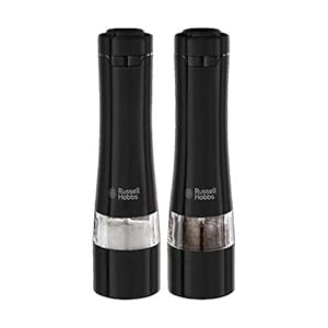 Russell Hobbs Peper- en Zoutmolen Zwart (Set Van 2, Electrische, Keramische Maalmolens, Zoutmolen, Pepermolen, Verlichte…