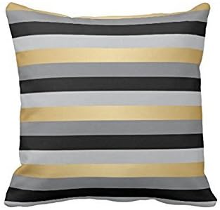 Black, Gold and Silver Stripes pillow cover 22*22 cover 22*22