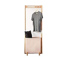 HXGL-Hanger Hook Floor Bamboo Coat Rack Multifunctional Corner Bedroom Clothes Storage Storage Home Hanger (Color : Yellow)