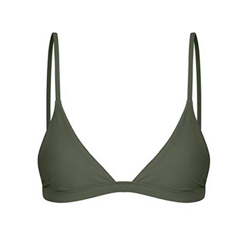 Photno Push Up Bikini Swimsuit for Women V Neck Tankini Swimwear Swim Top No Bottom Bathing Suit Army Green