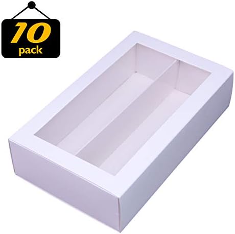 Macaron Boxes Macarons Boxes Macarons Box for 12 Macaron Container Macaroon Packaging Boxes with Clear Window (White, 10 Units Pack)7.4 inch×4.1 inch×2 inch