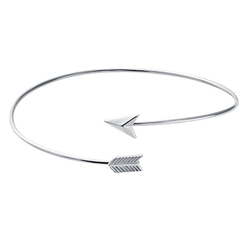 Mother s Day Gifts SENFAI Gold and Silver Adjustable Arrow Bangle Bracelets Wire Bracelet Bangles Simple Wrapped Bangles Women Bangles (sliver)