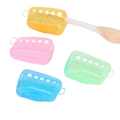 Plastic Toothbrush Cover - Dentist Choice Antibacterial Toothbrush Case Protector - Bristle Head Cover Great to Travel - Pack of 4-Sold by BIOBEAUTY