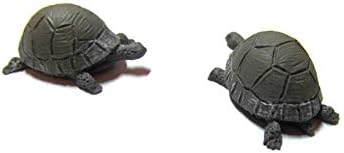 Delightful Set Of 2 Miniature Grey Tortoises 1/12th Scale (Fairy Garden Accessory)