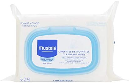 Mustela Facial Wipes 25 Units – Baby Care – Facial Treatment – Hypoallergenic Formula – Sensitive Skin - Aloe Vera - Natural Ingredients - Paraben-Free - Alcohol-Free - Children & Babies