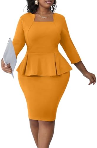 bodycon dresses for church ONTINVA Church Dresses for Women 3/4 Sleeve Bodycon Rose Ruffle Vintage Wear  to Work Pencil Midi Dress Party Formal (Green,S,Small) at Amazon Women's  Clothing store