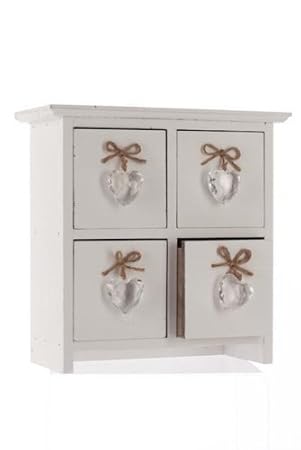 Four Drawer White Wooden Chest With Heart Handles Amazon Co Uk