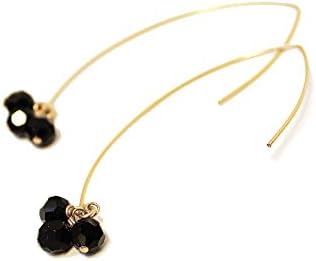 Sonia Hou Angel Earrings, 14K Gold Filled Marquise Drop Dangle Earrings, Black Cherries