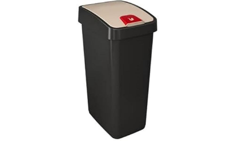 keeeper Premium Waste Bin with Flip Lid, Soft Touch, 45 Litre, Magne, Graphite Grey