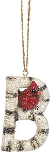 Ornaments - Cardinal Initial Christmas Tree Ornament Letter with Cardinal Birds on Birch Christmas Tree Decorations-Keepsake for Family (Letter B)