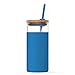 Tronco 20oz Glass Tumbler Straw Silicone Protective Sleeve Bamboo Lid - BPA Free (Blue Ice)