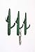 Comfify Set of 3 Hooks Cast Iron Cactus Double Wall Mounted Hooks/Hangers - Decorative Wall Mounted Hooks for Coats, Bags, Towels and More - w/Screws and Anchors Included - Rustic Green