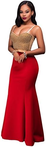 Elisan Woman Mermaid Luxe Maxi Skirt Sexy Ladies Strap Sequin Decoration Formal Evening Maxi Dress