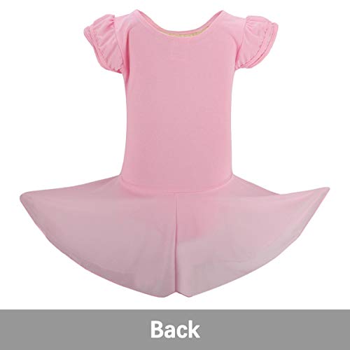 Bosowos Girls Skirted Leotard Flutter Sleeve Ballet Dancewear Cotton Front Lined for Kids Little Girl - Thumbnail 2