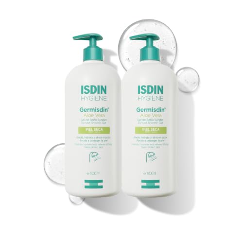 ISDIN Germisdin Aloe Vera Bath Gel Pack, Helps to Soothe and Protect Skin, and Respects the Barrier Function, 2x1000ml