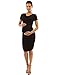 PattyBoutik Mama Cowl Neck Short Sleeve Maternity Dress (Black Large)