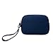 Tiny Chou Dual Layers Zipper Purse Waterproof Nylon Wristlet Bag Clutch Handbag Cell Phone Pouch-Navy Blue