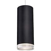 Kuzco Lighting Cameo 10" LED Pendant | Black Finish | Clear Glass with Frosted Interior | Modern Cylindrical Pendant Light | 