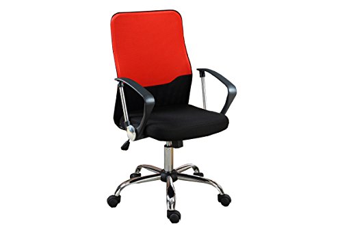 Poundex Two Tone Mesh Back Office Chair, Black/Red