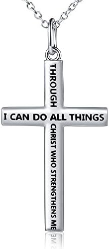 JZMSJF Women Cross S925 Sterling Silver Cross Pendant Necklaces Love Hope Faith Cross for Women Girls