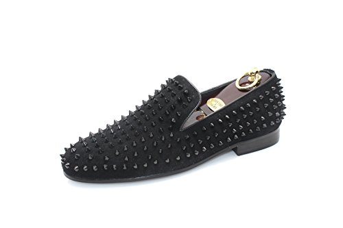 Smythe & digby men s spiked studded black leather loafers (8.5)