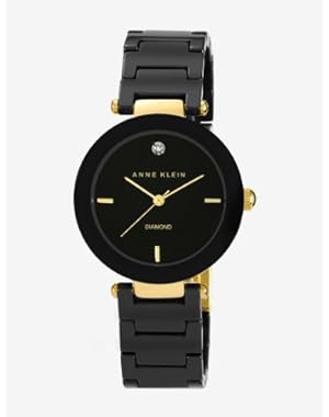 Women's Black Round Ceramic Diamond Watch